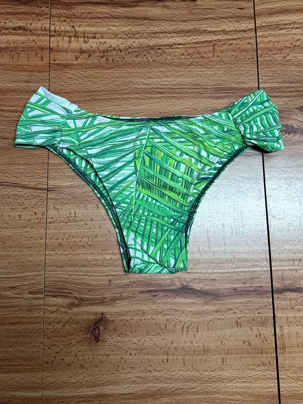 Green Palm Tree Leaves Draped Bikini Bottom